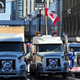 Truckers with the 'Freedom Convoy' assembled near the Parliament of Canada in downtown Ottawa on Feb. 7, 2022.